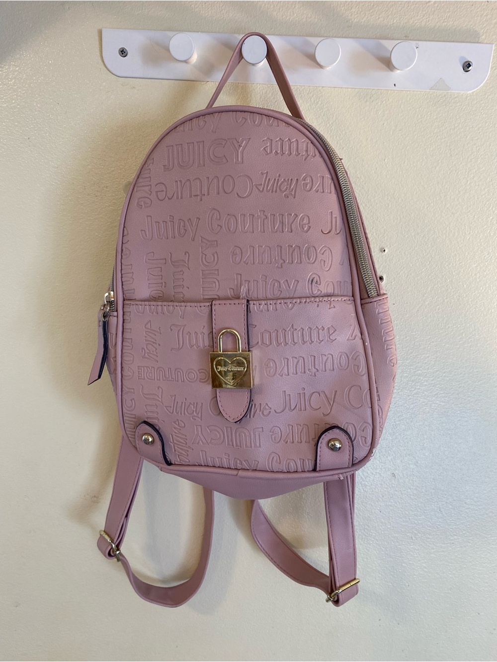 Juicy Couture Blush Pink Embossed Mini Backpack with Gold Lock
